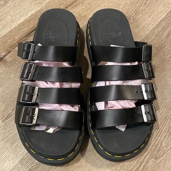 ❌SOLD❌ EUC [Dr. Martens] Black Leather Tate Sandals w Adjustable Buckles Mens 12 - Picture 5 of 15
